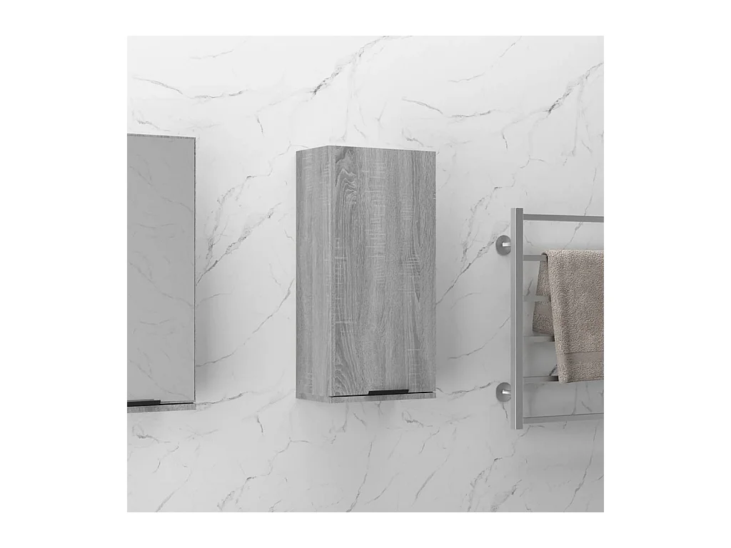 Mobile da Bagno a Parete Grigio Sonoma 32x20x67 cm