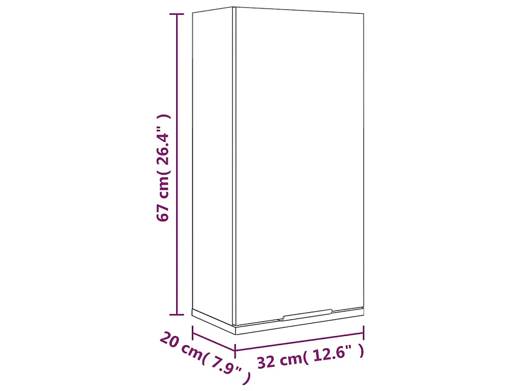 Badkamerkast wandgemonteerd 32x20x67 cm grijs sonoma eikenkleur