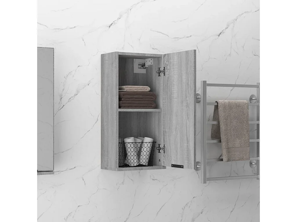 Badkamerkast wandgemonteerd 32x20x67 cm grijs sonoma eikenkleur