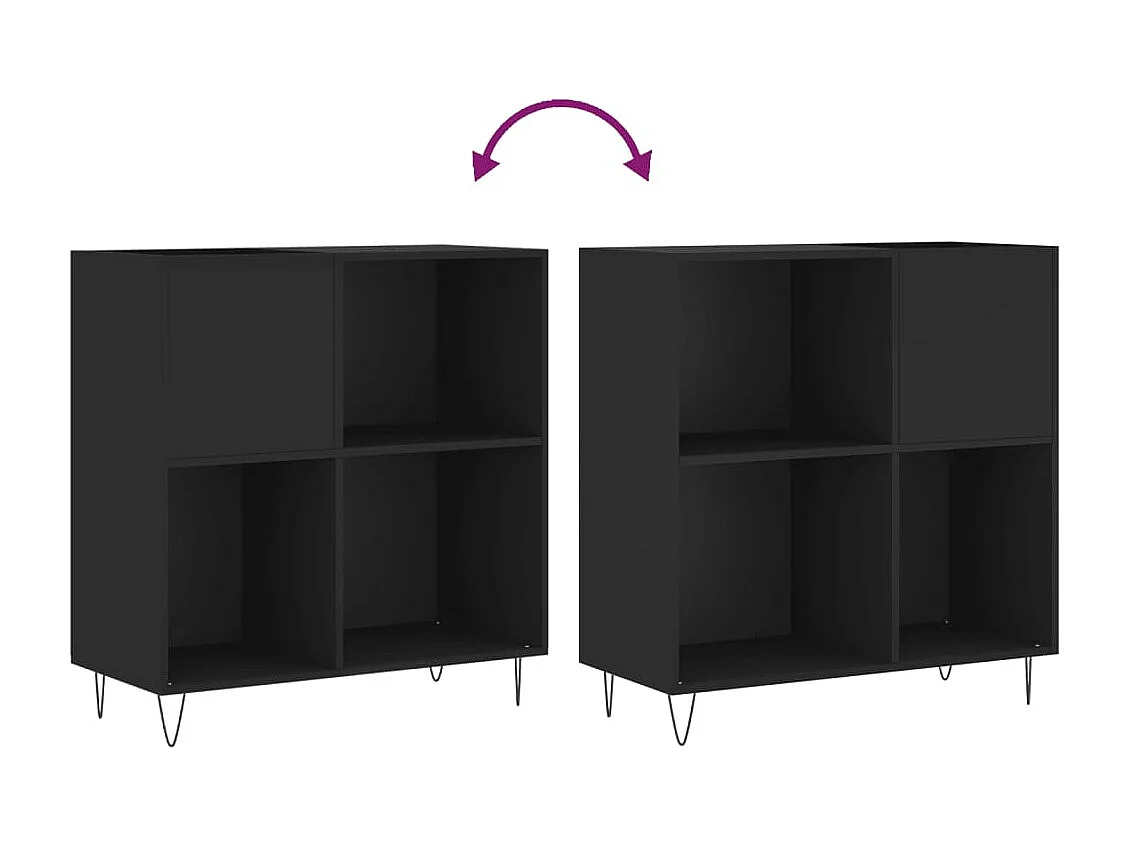 Platenkast 84,5x38x89 cm bewerkt hout zwart