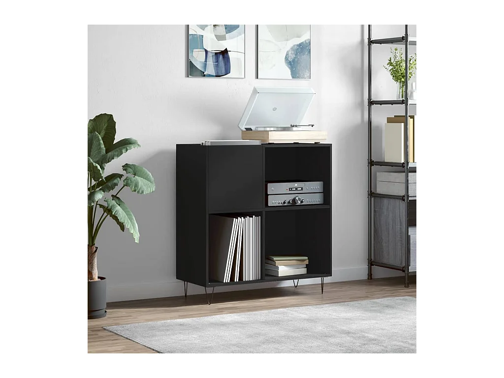 Armoire à disques noir 84,5x38x89 cm bois d'ingénierie
