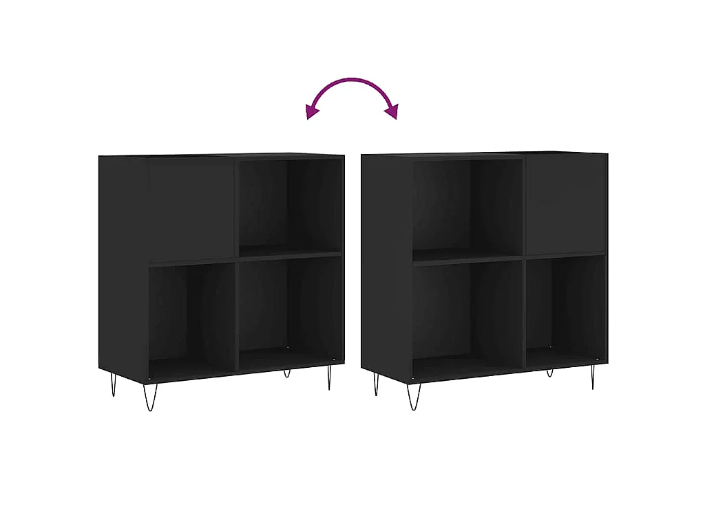 Platenkast 84,5x38x89 cm bewerkt hout zwart
