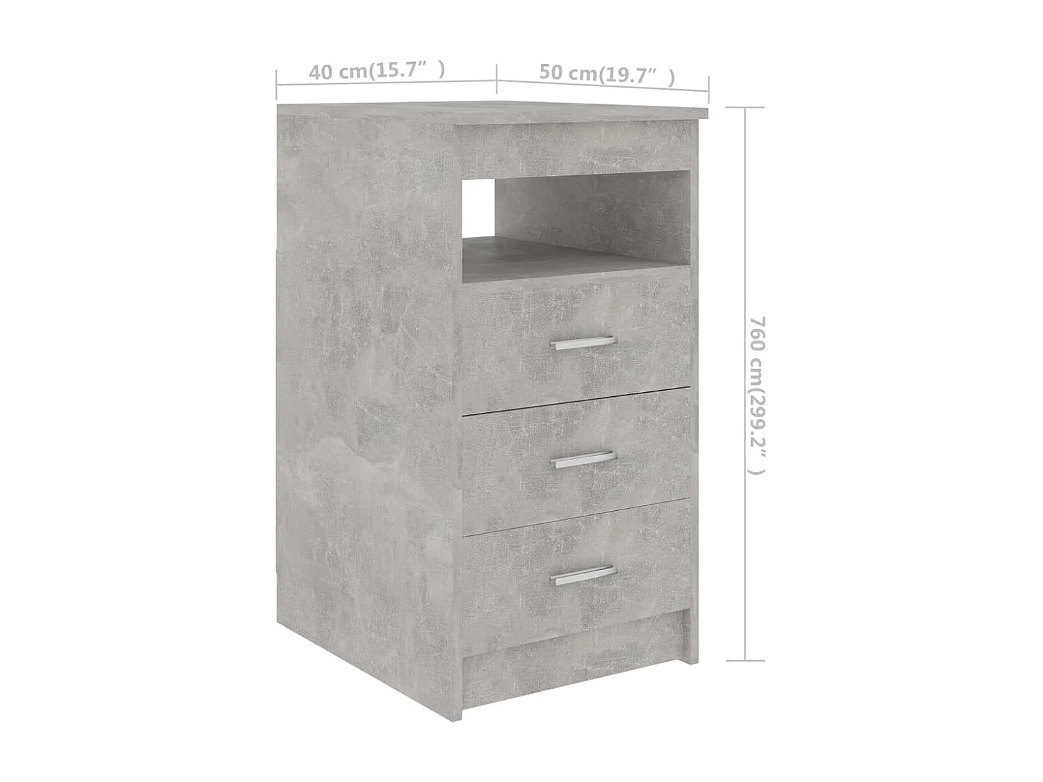 Armoire à tiroirs Gris béton 40x50x76 cm Bois d'ingénierie