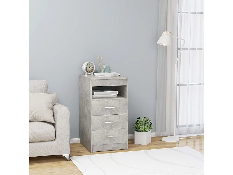 Cassettiera Grigio Cemento 40x50x76 cm in Legno Multistrato