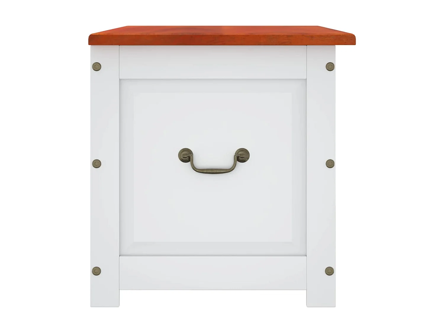 Cassapanca con Coperchio Marrone e Bianco Legno Massello Acacia