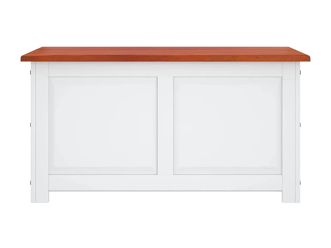 Baúl de almacenaje con tapa madera de acacia marrón y blanco