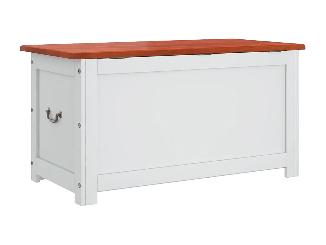 Baúl de almacenaje con tapa madera de acacia marrón y blanco