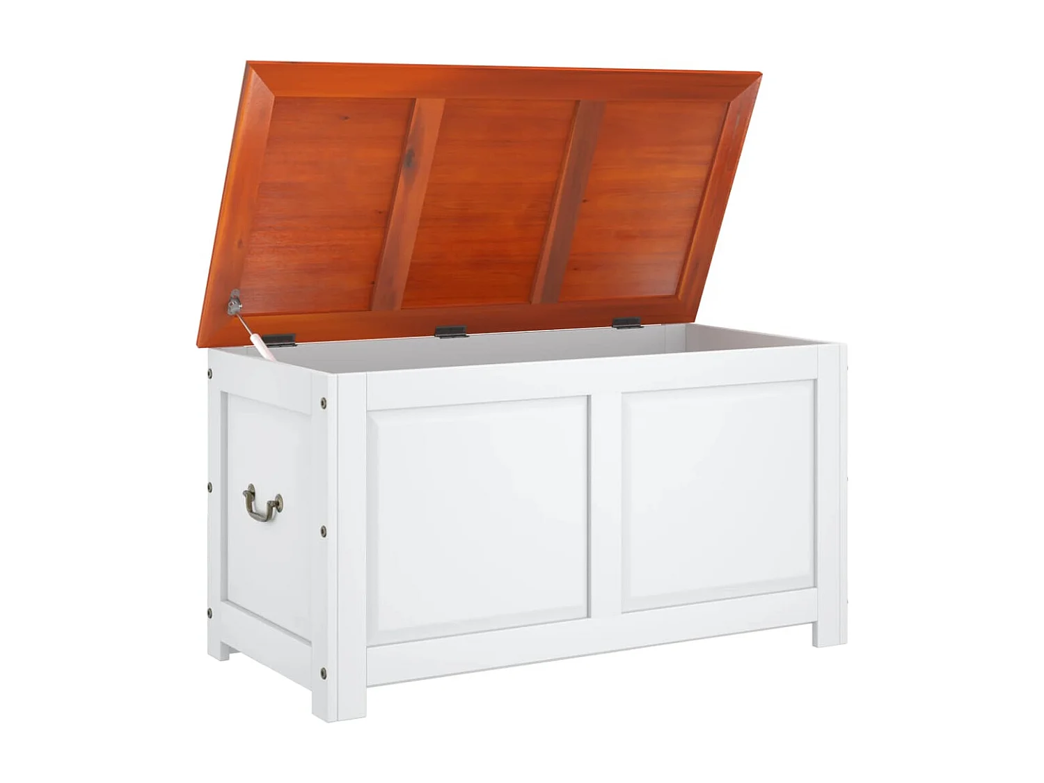 Baúl de almacenaje con tapa madera de acacia marrón y blanco