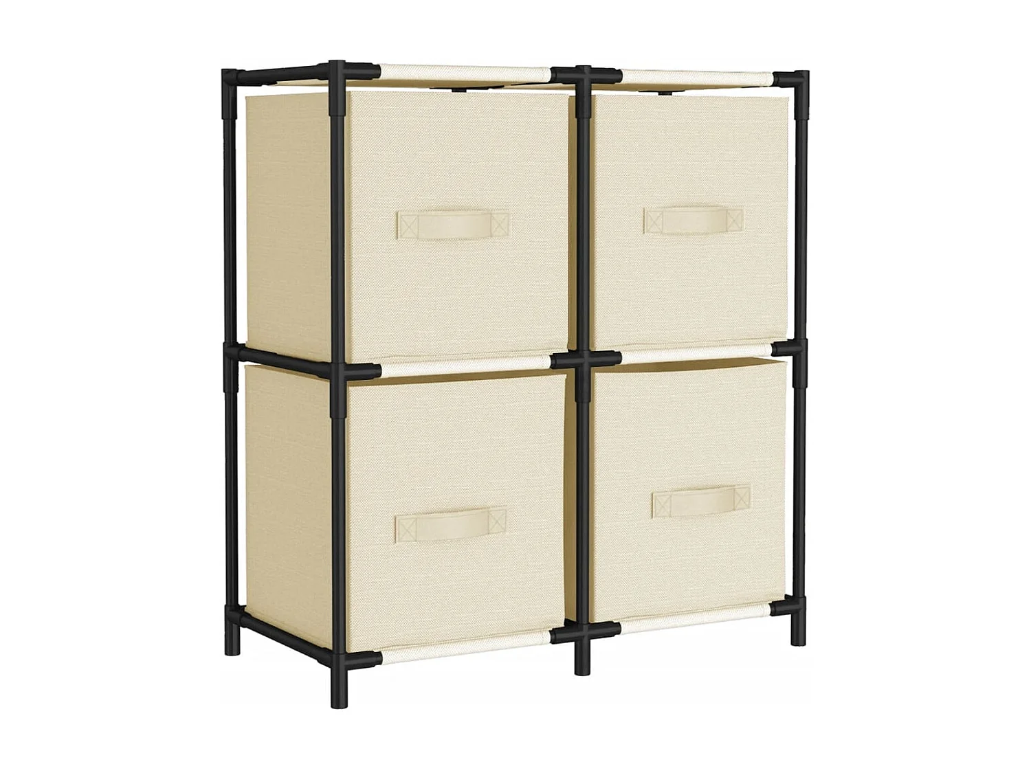 Armário de arrumação com 4 cestos tecido 63x30x71 cm aço creme
