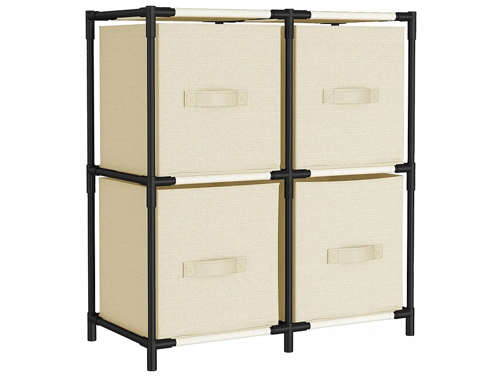 Armoire de rangement 4 paniers en tissu Crème 63x30x71 cm Acier