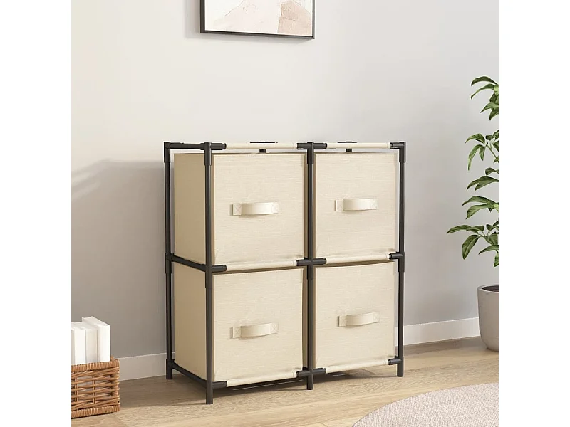 Armoire de rangement 4 paniers en tissu Crème 63x30x71 cm Acier