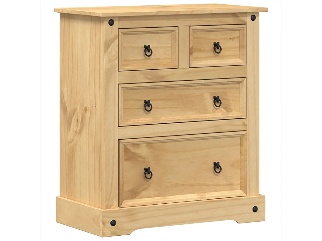 Cassettiera Corona 80x43x91 cm in Legno Massello di Pino