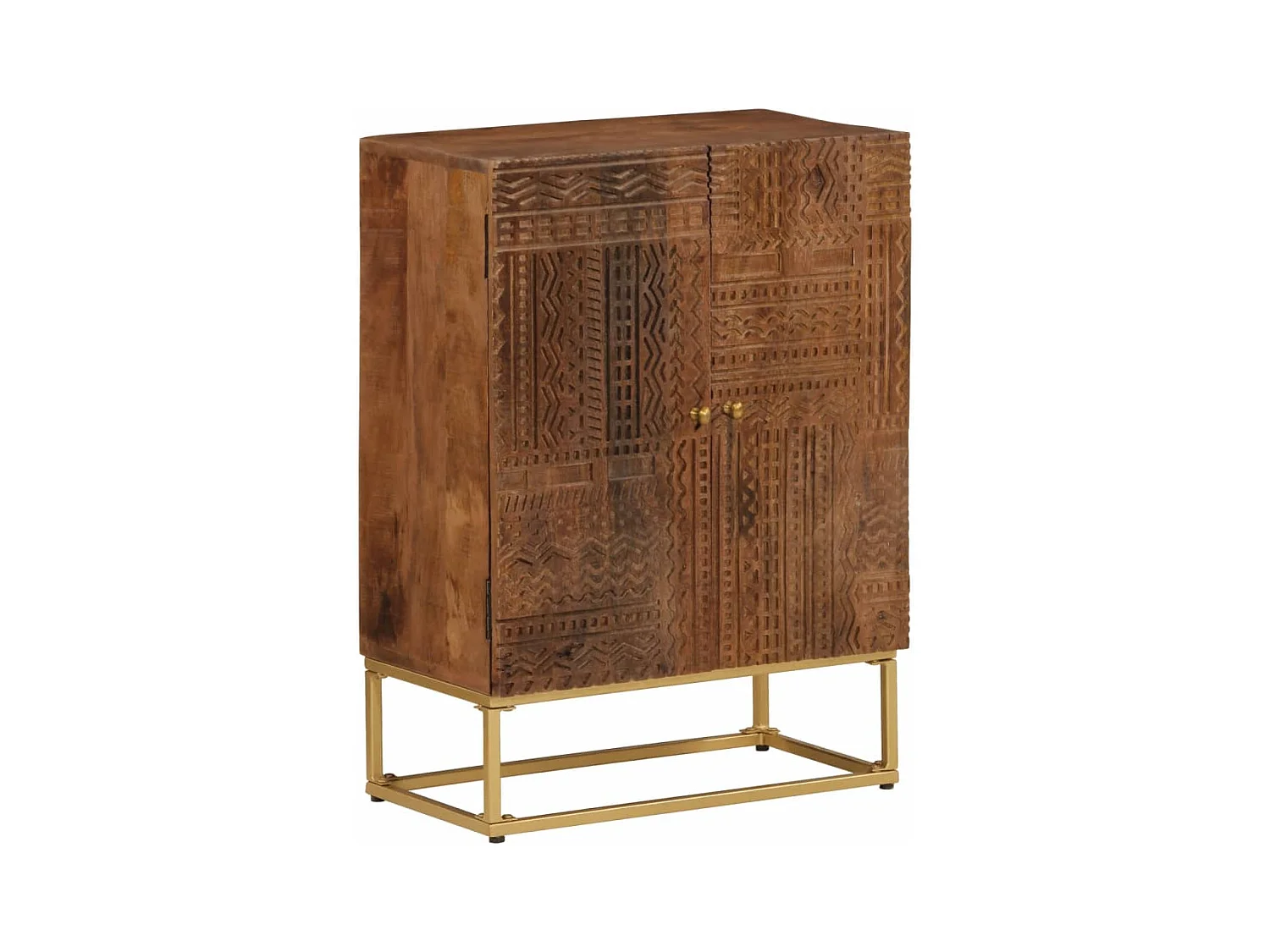 Buffet noir 55x30x76 cm bois massif de manguier et fer