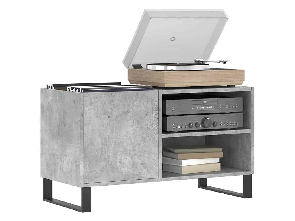 Armoire à disques gris béton 85x38x48 cm bois d'ingénierie