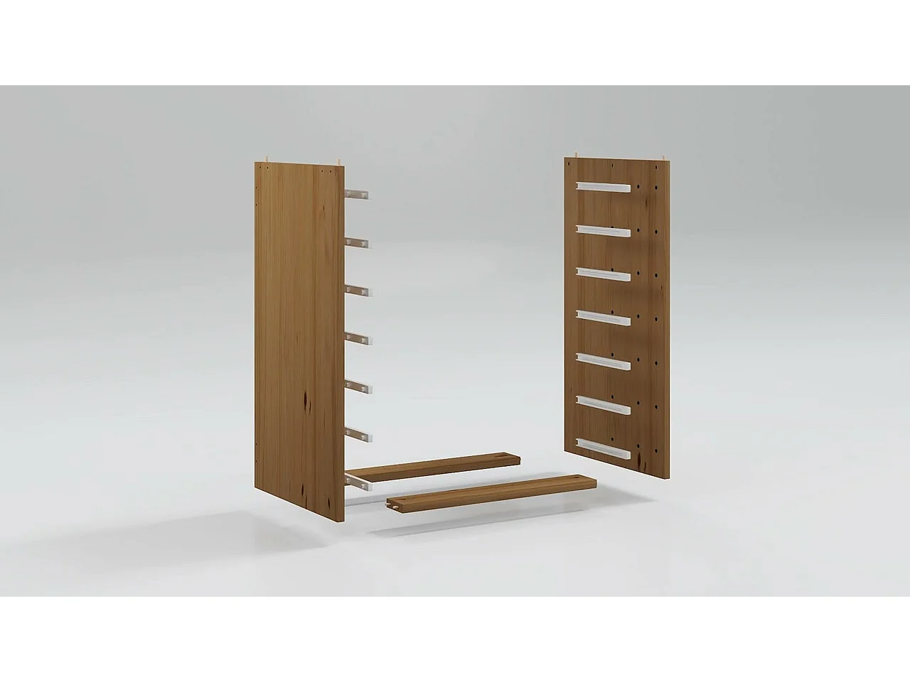 Armoire roulante avec bureau MOSS blanc bois de pin solide