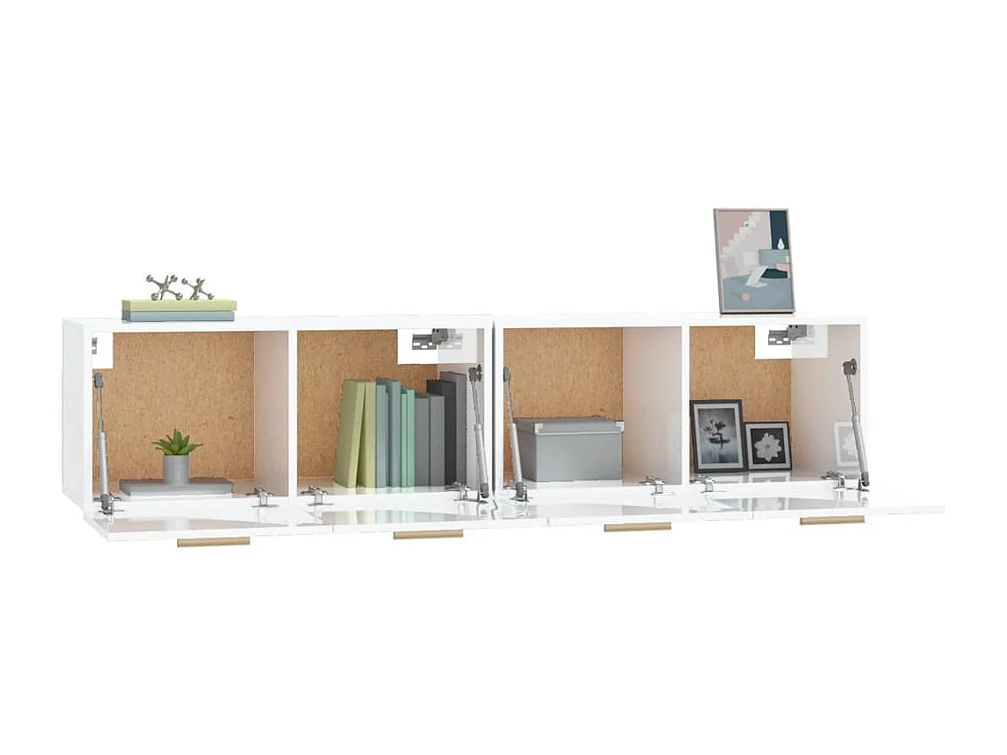 Wandschränke 2 Stk. Hochglanz-Weiß 80x35x36,5 cm Holzwerkstoff