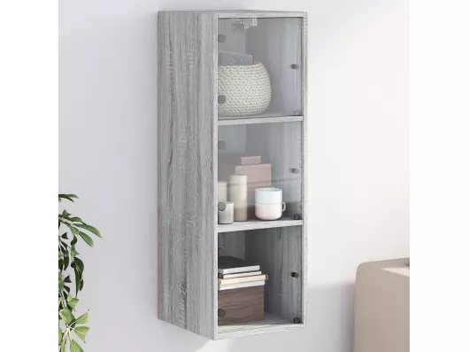 Kauf Unique Wandschrank mit Glastüren Grau Sonoma 35x37x100 cm