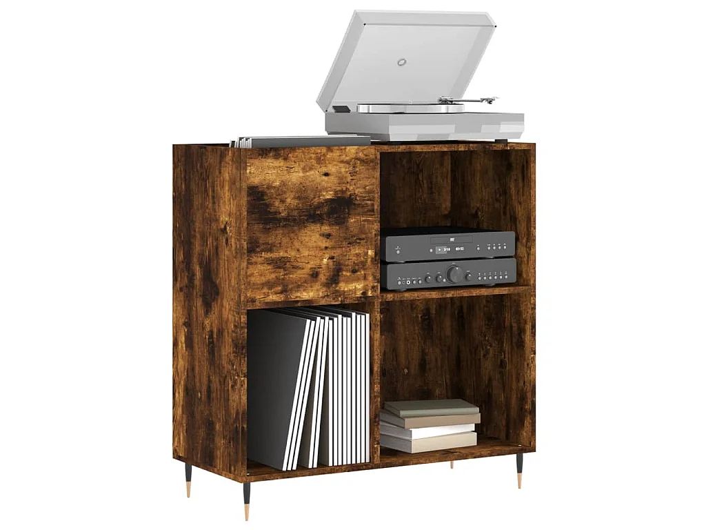 Mueble discos madera contrachapada roble ahumado 84,5x38x89 cm