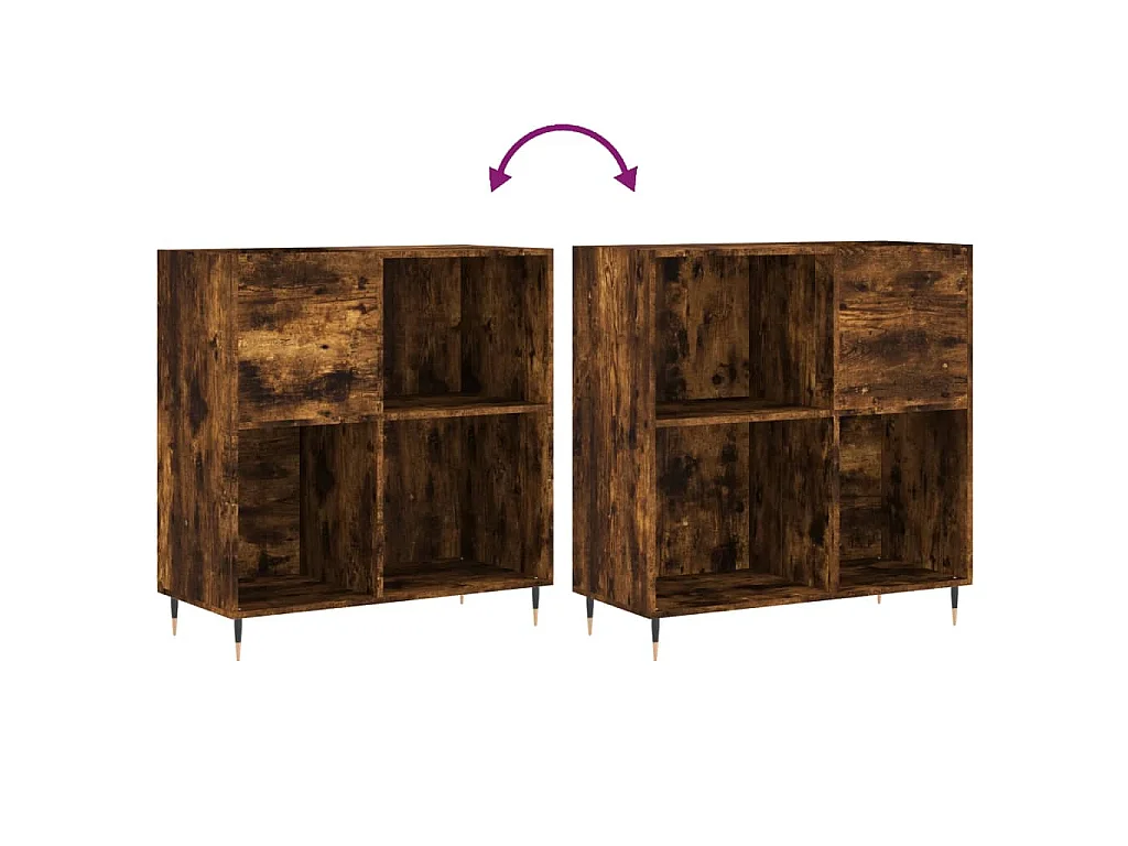 Mueble discos madera contrachapada roble ahumado 84,5x38x89 cm