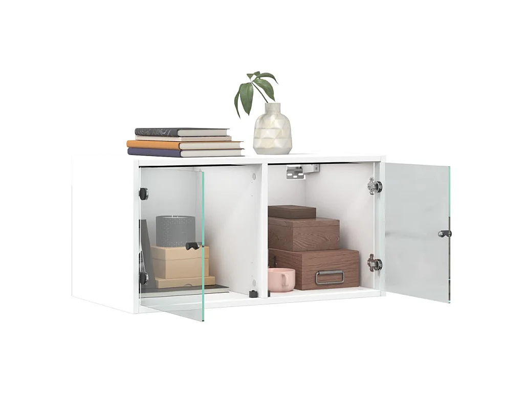 Wandkasten met glazen deuren 2 st 68,5x37x35 cm wit