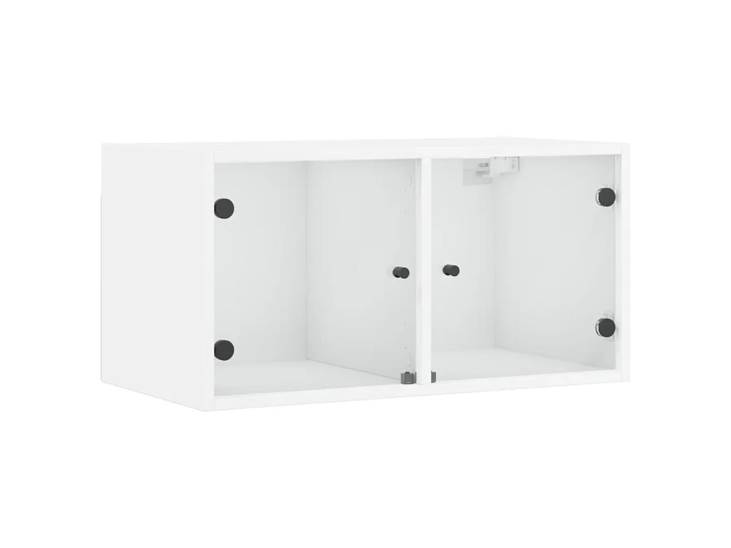 Wandkasten met glazen deuren 2 st 68,5x37x35 cm wit