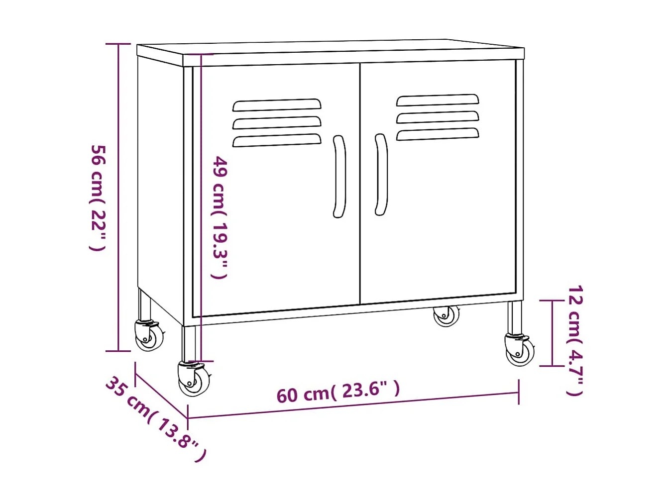 Armoire de rangement Menthe 60x35x56 cm Acier