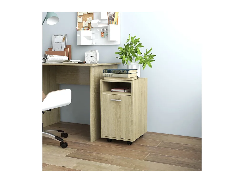 Armoire latérale avec roues Chêne Sonoma Bois d'ingénierie