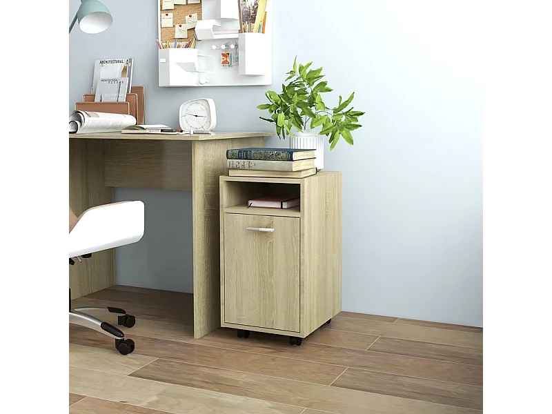 Armoire latérale avec roues Chêne Sonoma Bois d'ingénierie