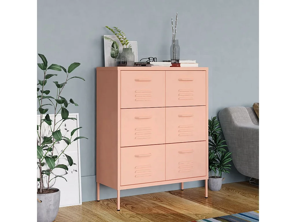 Armoire à tiroirs Rose 80x35x101,5 cm Acier