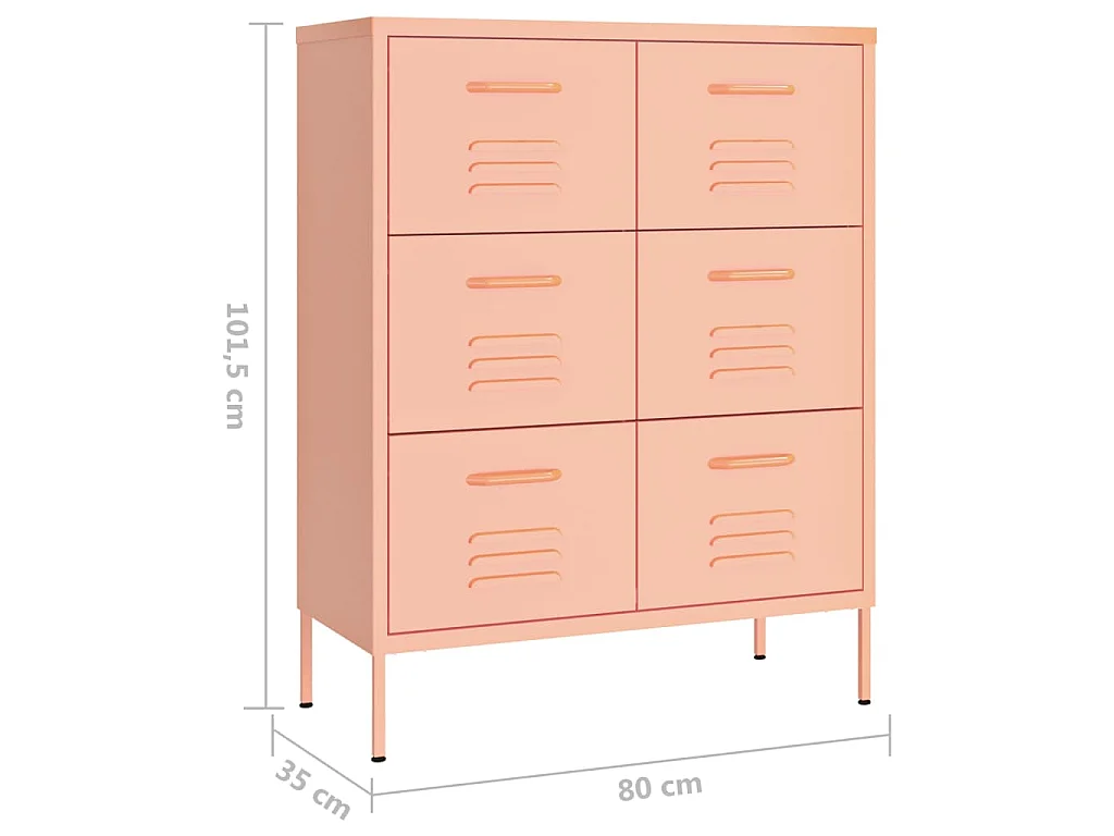 Armoire à tiroirs Rose 80x35x101,5 cm Acier
