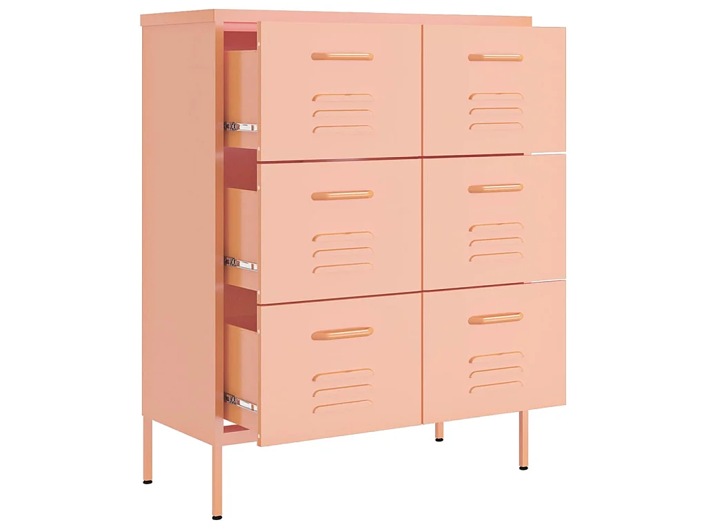 Ladekast 80x35x101,5 cm staal roze