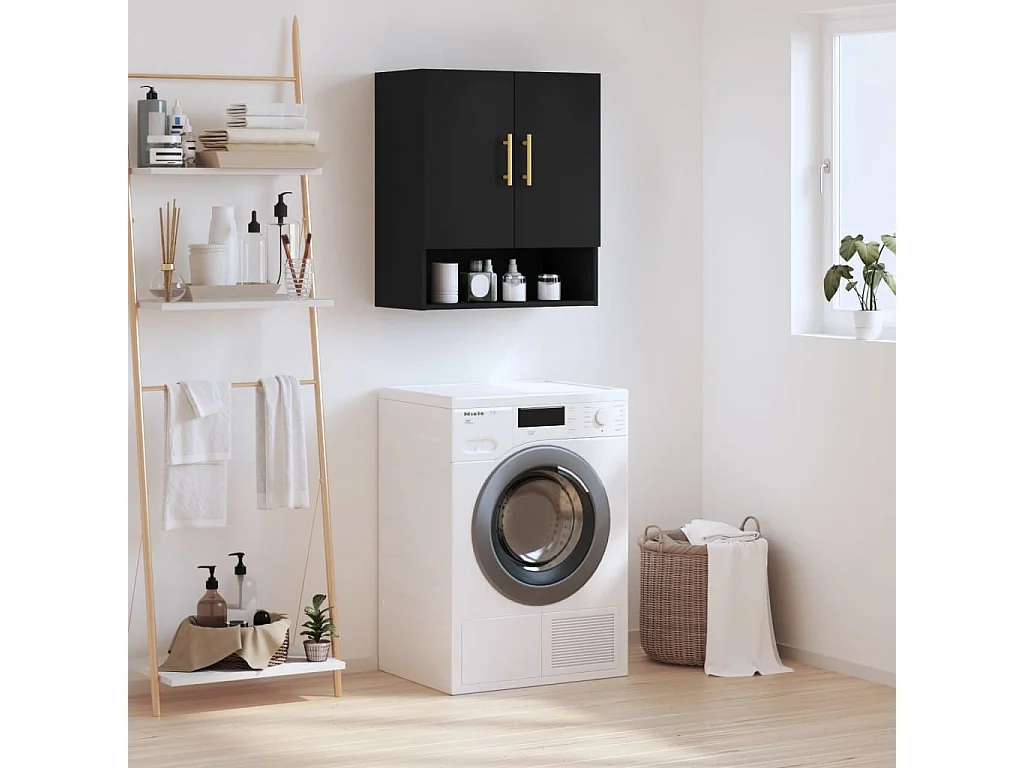 Armadietto a Muro Nero 60x31x70 cm in Legno Multistrato