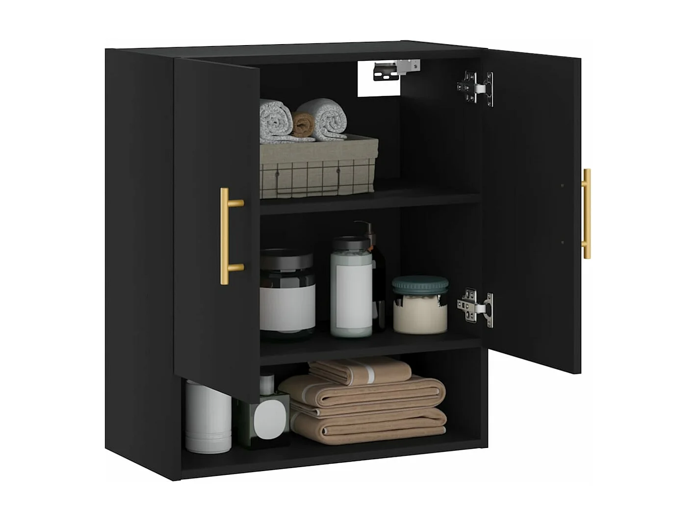 Armadietto a Muro Nero 60x31x70 cm in Legno Multistrato