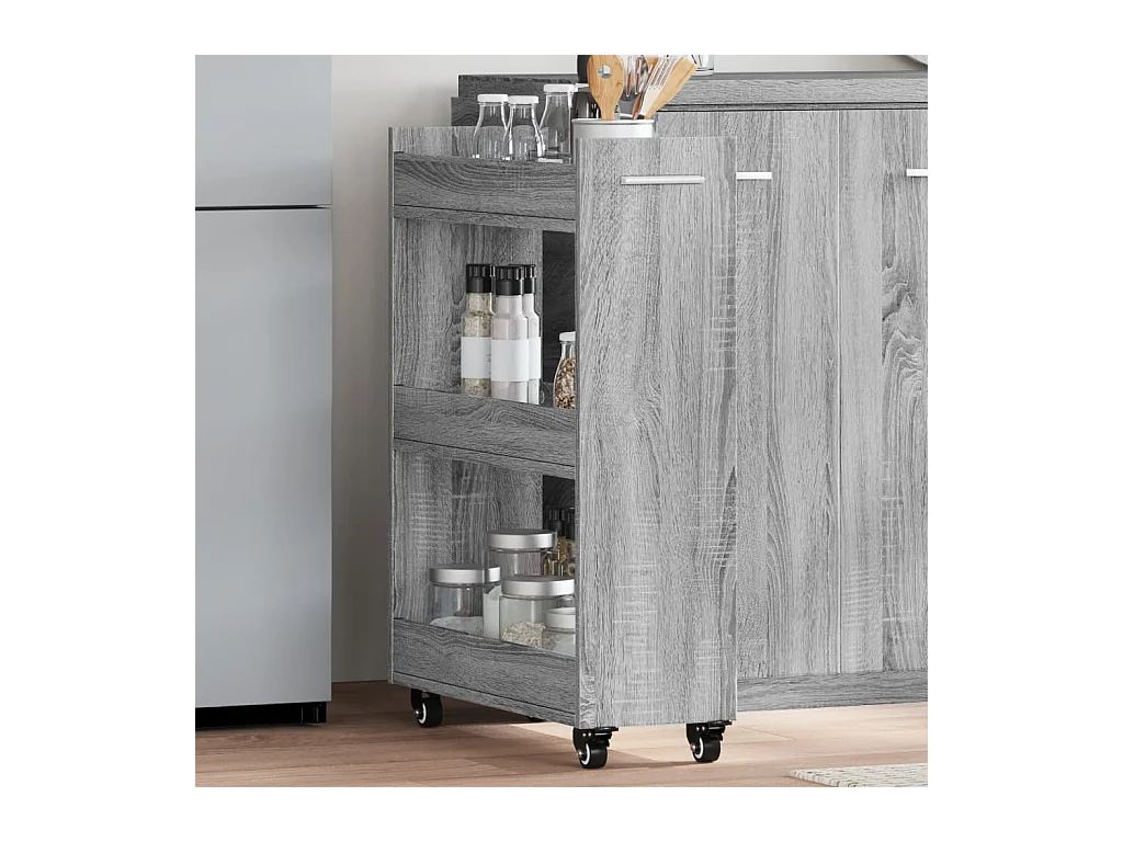 Mobile con Ruote Grigio Sonoma 60x22x79 cm in Legno Multistrato