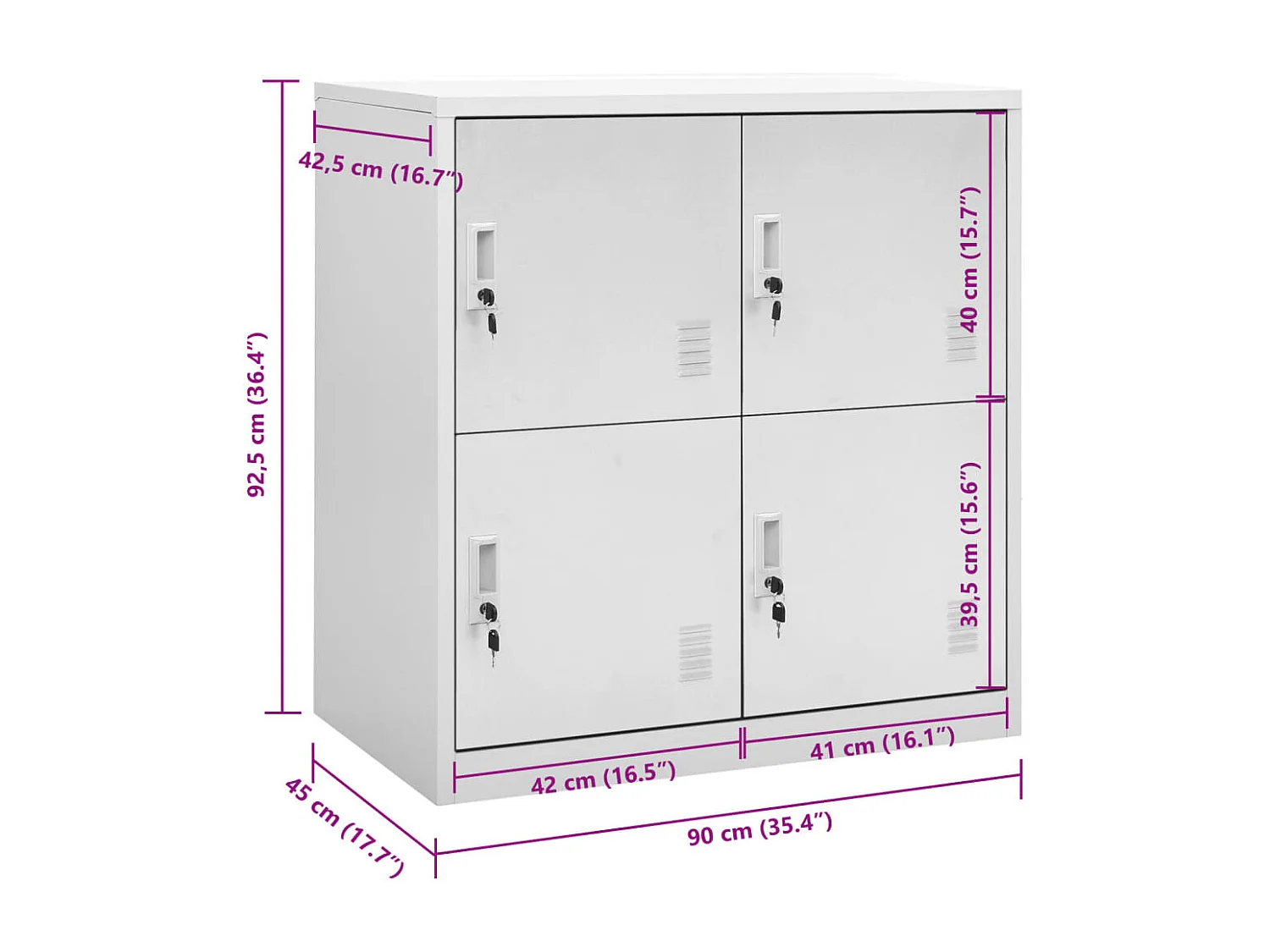 Armoire à casiers Gris clair 90x45x92,5 cm Acier