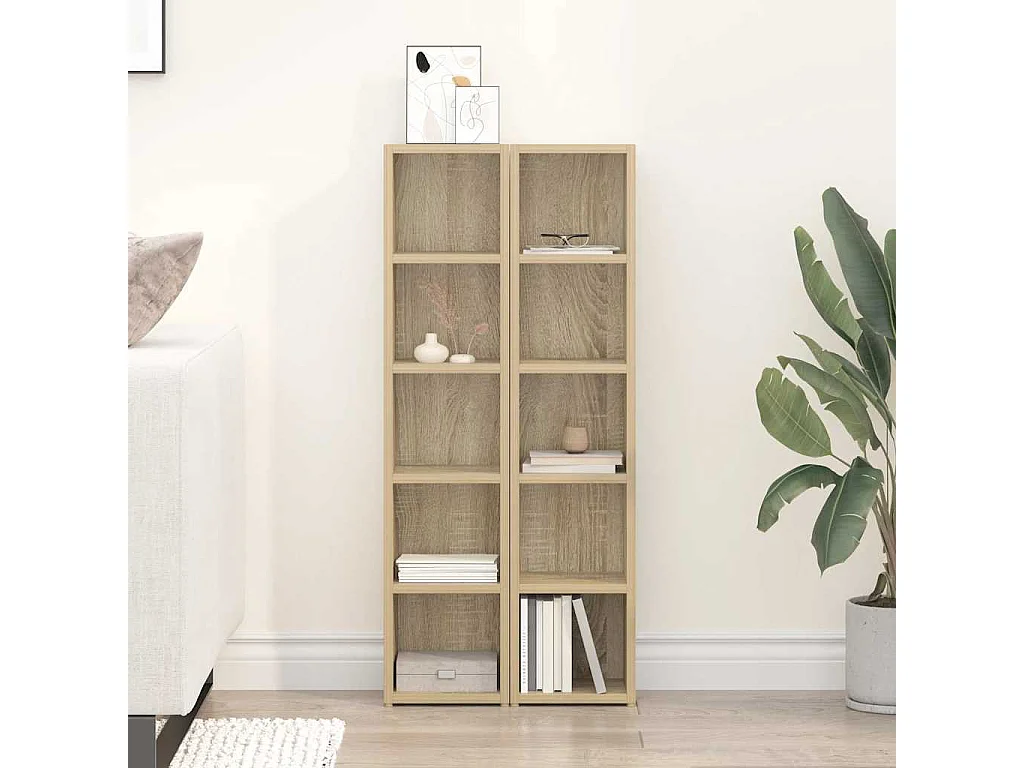 Mobili Porta CD 2pz Rovere Sonoma 21x16x93,5 Legno Multistrato