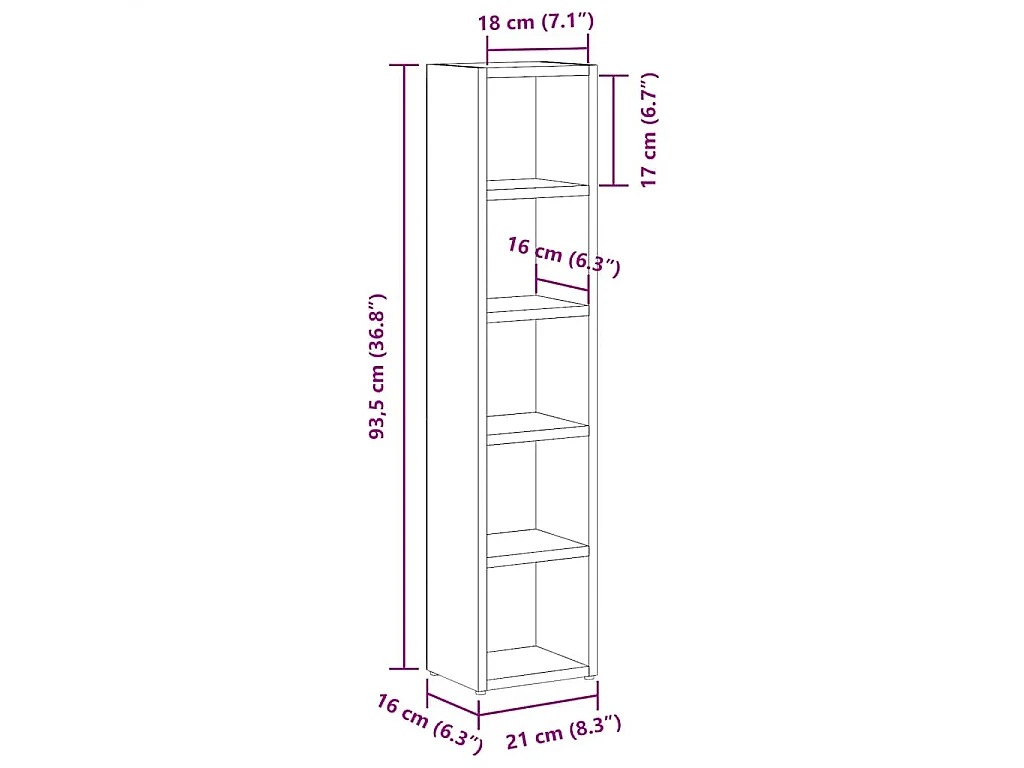 Mobili Porta CD 2pz Rovere Sonoma 21x16x93,5 Legno Multistrato