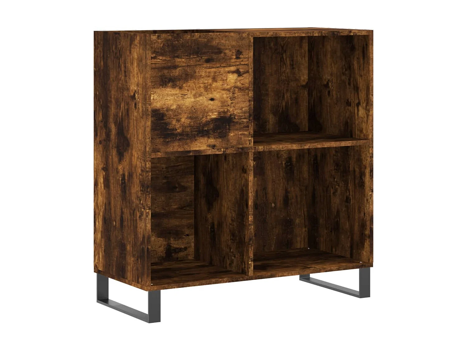 Platenkast 84,5x38x89 cm bewerkt hout gerookt eikenkleurig