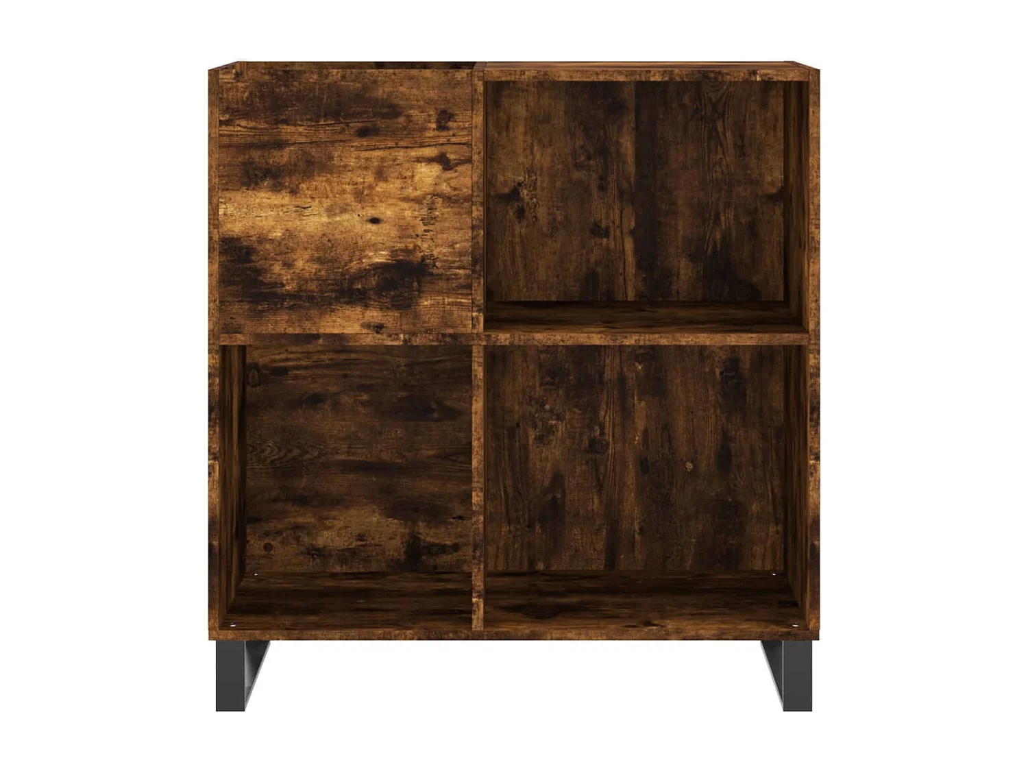 Platenkast 84,5x38x89 cm bewerkt hout gerookt eikenkleurig
