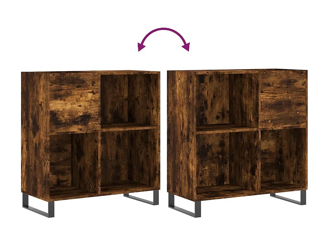 Platenkast 84,5x38x89 cm bewerkt hout gerookt eikenkleurig