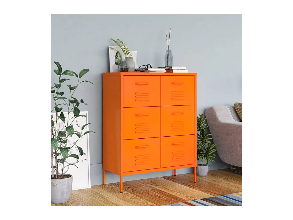Armoire à tiroirs Orange 80x35x101,5 cm Acier
