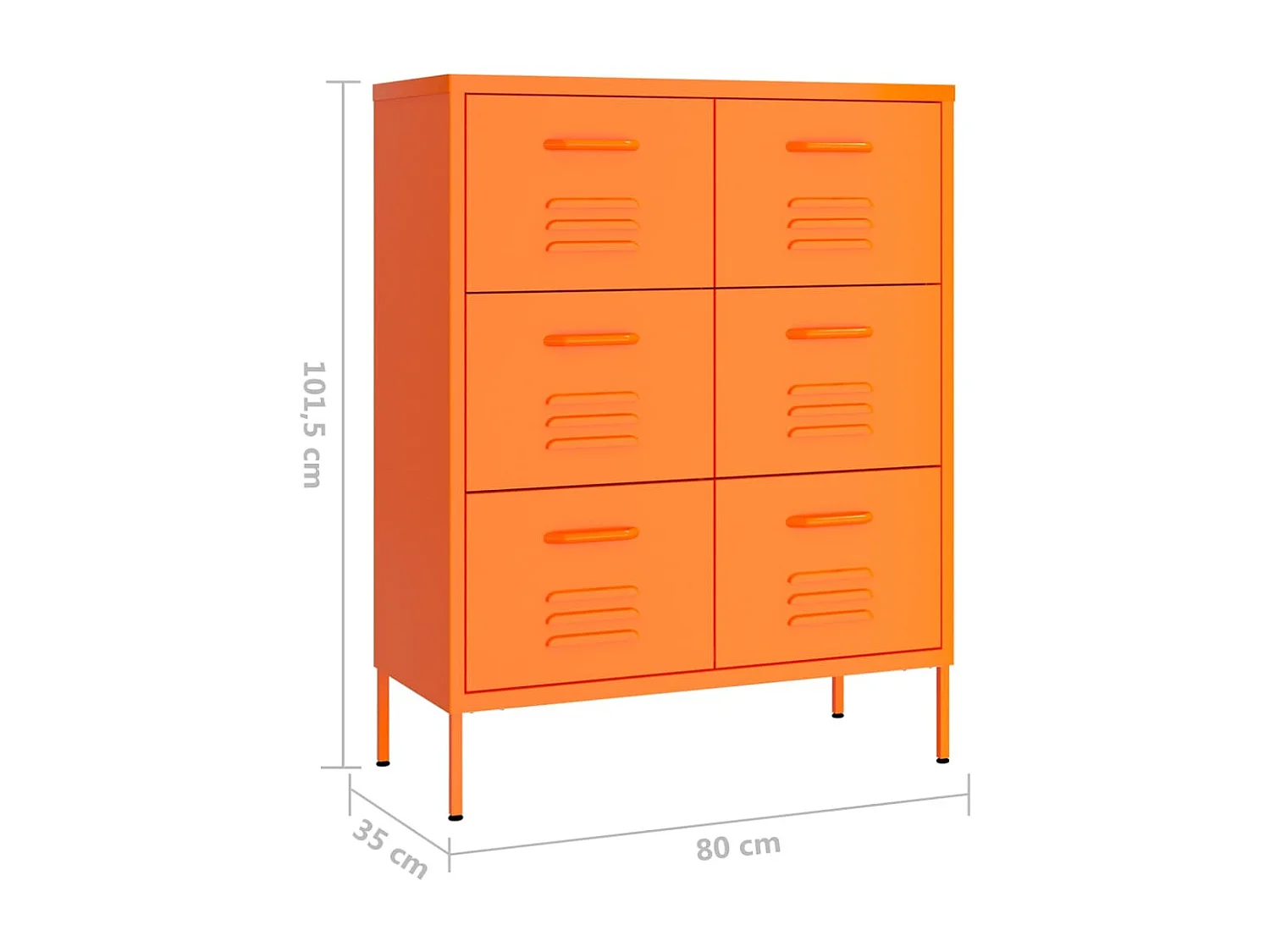 Armoire à tiroirs Orange 80x35x101,5 cm Acier