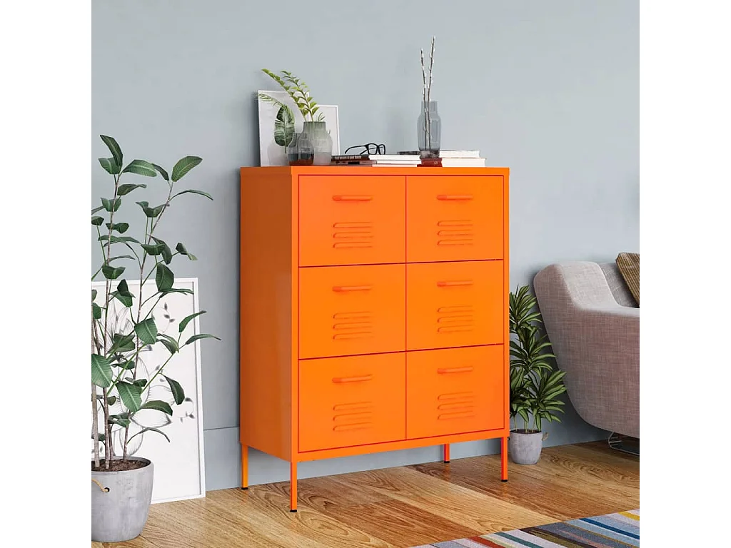 Armoire à tiroirs Orange 80x35x101,5 cm Acier