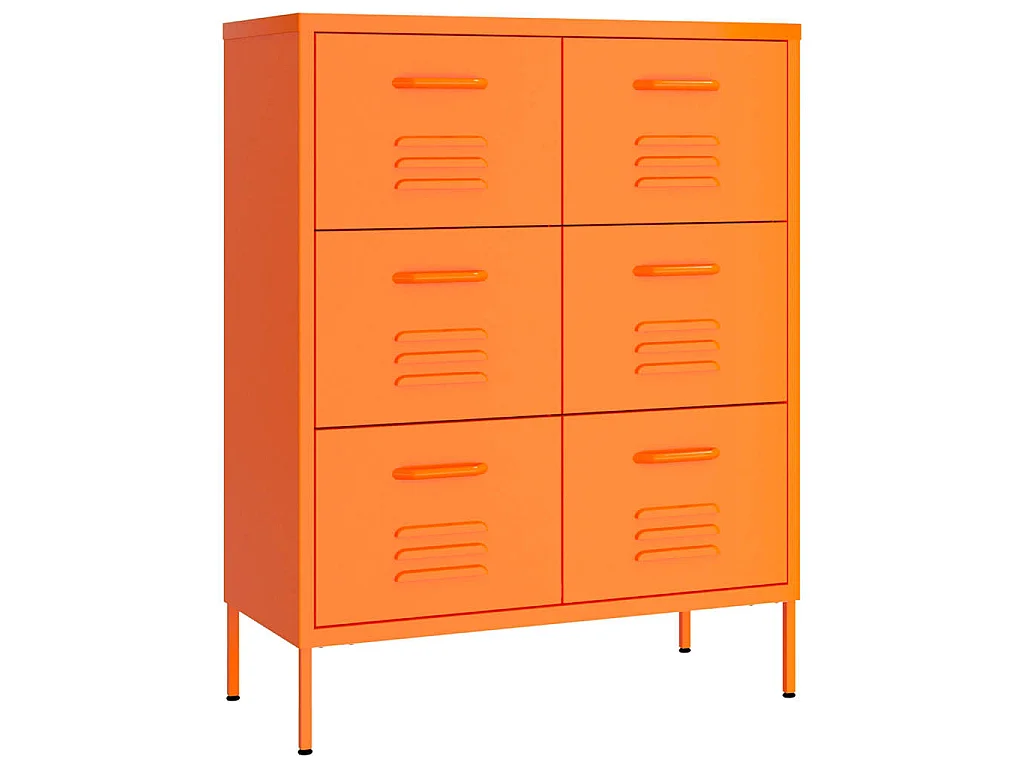 Cassettiera Arancione 80x35x101,5 cm in Acciaio