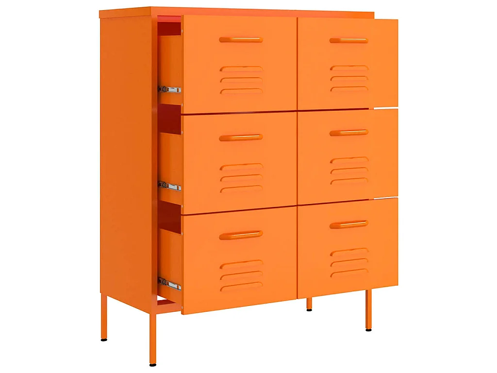 Cassettiera Arancione 80x35x101,5 cm in Acciaio
