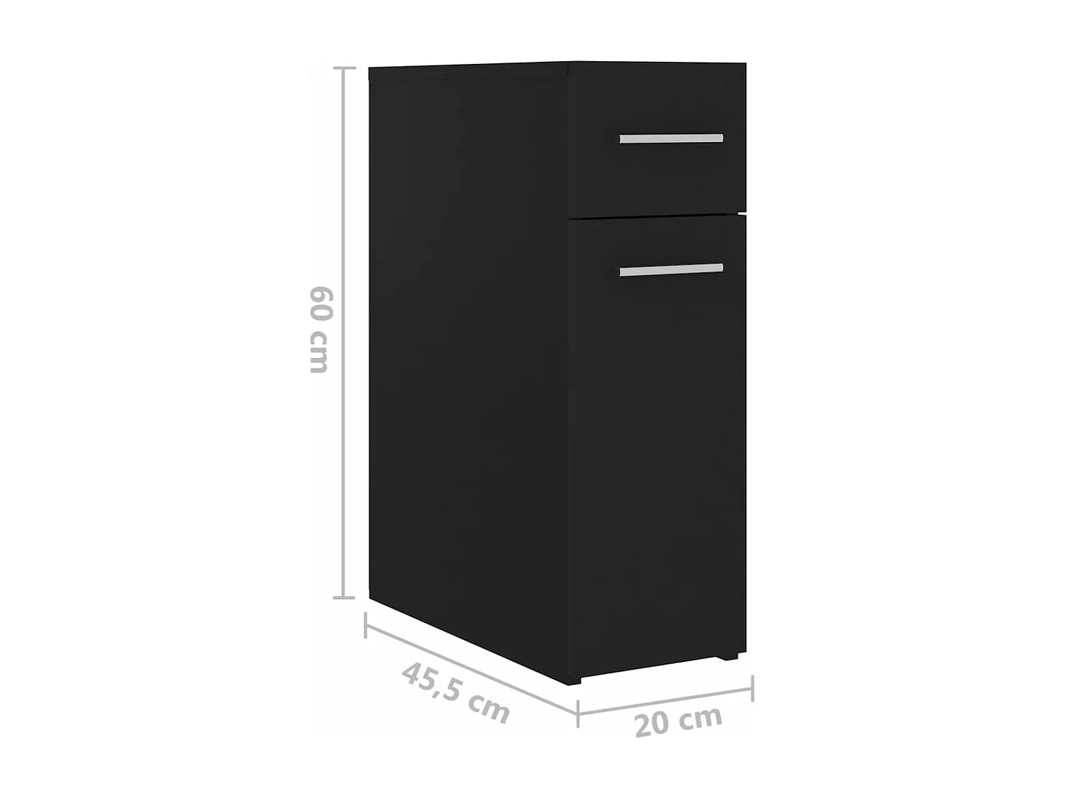 Apothekerskast 20x45,5x60 cm bewerkt hout zwart