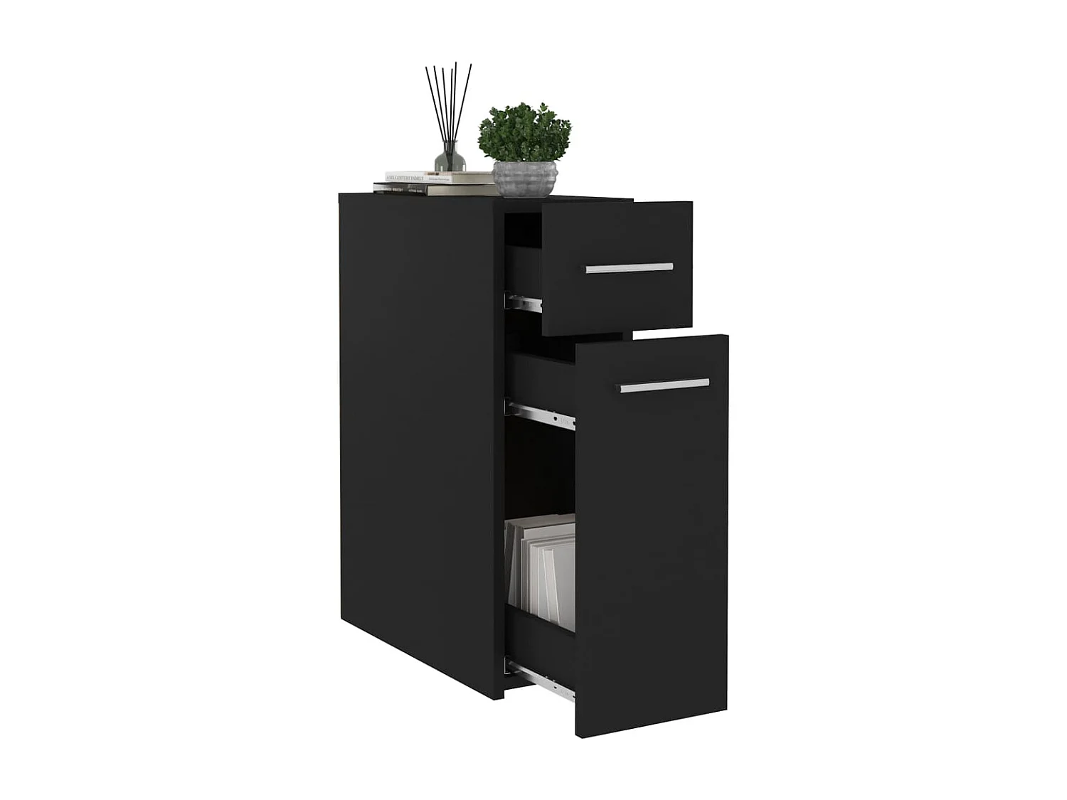 Apothekerskast 20x45,5x60 cm bewerkt hout zwart