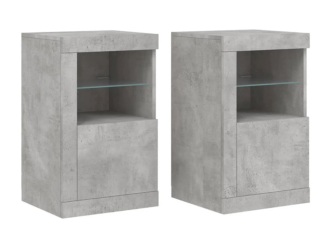 Armoires latérales et lumières LED 2 pcs gris béton