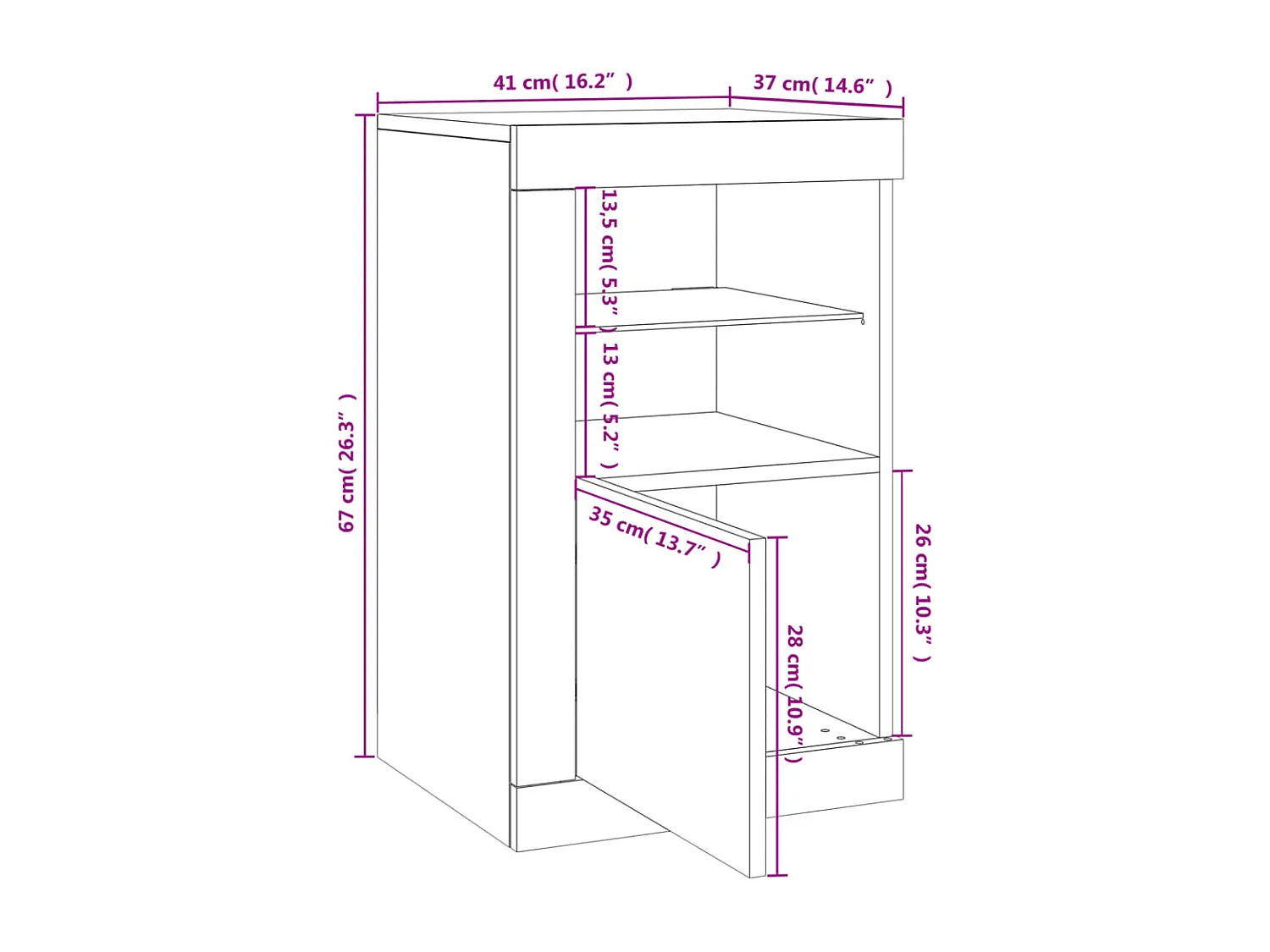 Armoires latérales et lumières LED 2 pcs gris béton