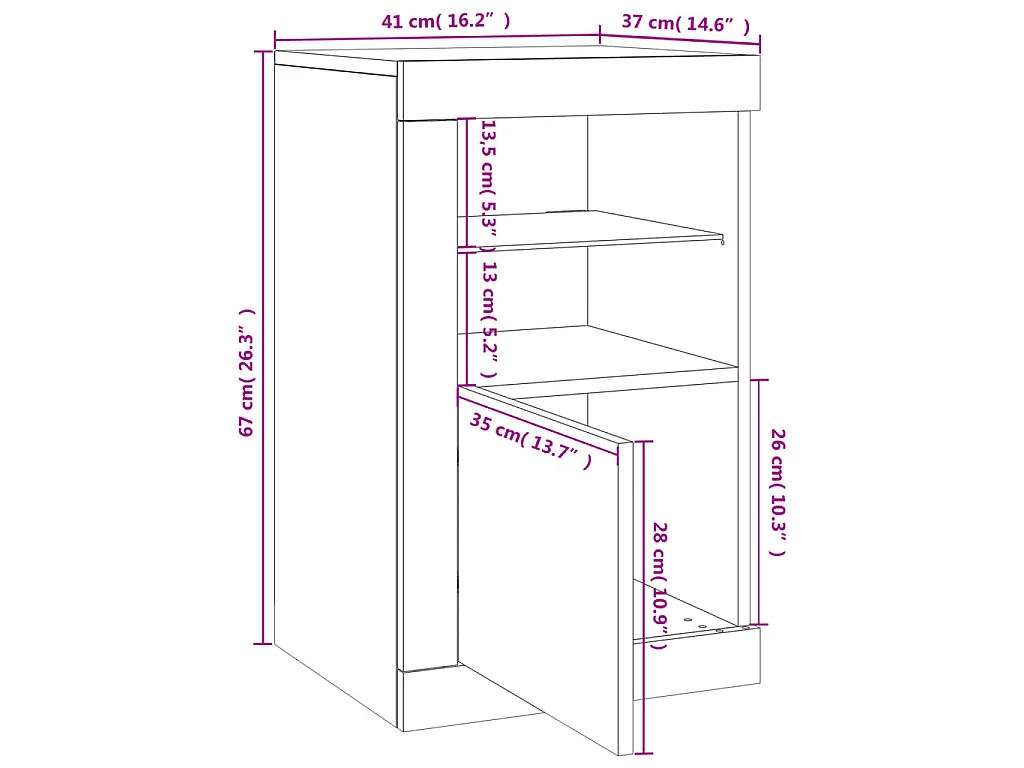 Armoires latérales et lumières LED 2 pcs gris béton
